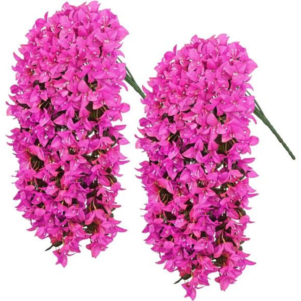 2Pcs UV Resistant Artificial Flowers for Outdoors, Realistic Faux Silk